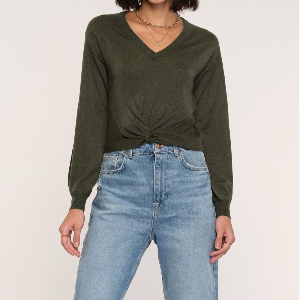 Heartloom Zephyr Sweater Green Long Sleeve V Neck Size XS Women’s